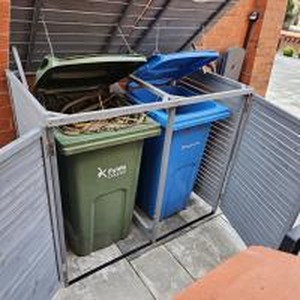 Large Wooden Outdoor Triple Wheelie Bin Store for 3 Bins - Grey by Samuel Alexander
