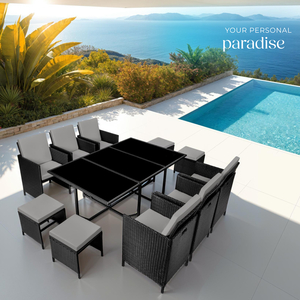 Malaga 641 Rattan Garden Furniture Set with Protective Cover by tectake