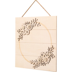 Wooden Hanging Floral Plaque - Wood