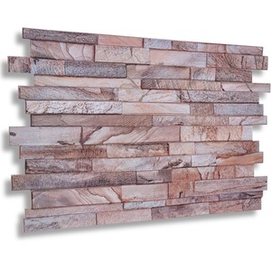 3D Wall Panels (96x48 cm) PVC Cladding Panel Rose Marble Stone Brick by NOVECRAFTO