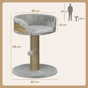 Pawhut Cat Tree Tower with Scratching Posts and Dangling Ball Perch - Grey by Pawhut