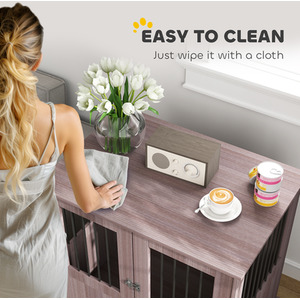 PawHut side Table with Bulit in Dog Crate - Purple / 75cm / 85cm by PawHut