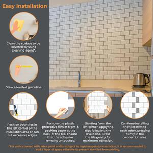 3D Glossy Backsplash Brick Tile Stickers - White / 12 by Walplus