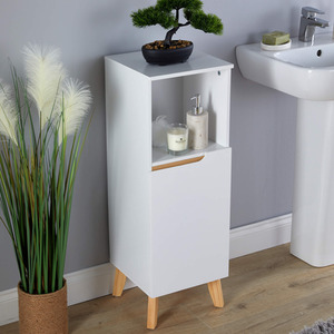 Home Source Florence One Door Bathroom Floor Cabinet Unit - White by Home Source