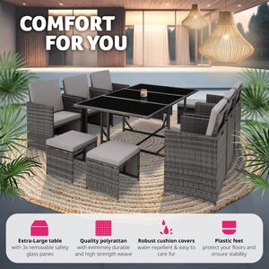 Malaga 641 Rattan Garden Furniture Set with Protective Cover by tectake