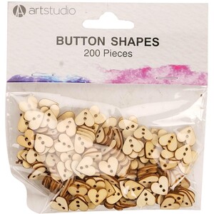 Pack of 200 Art Studio Wooden Button Shapes by Art Studio