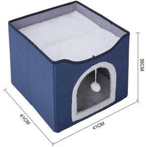 Foldable Cat Bed with Scratcher - Navy by Kidkid