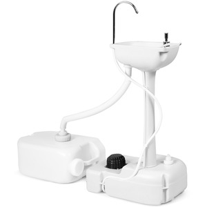 Portable Camping Sink with Rolling Wheels - White by Costway