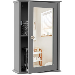 Medicine Cabinet Bathroom Cabinet with Mirror - Grey by Costway