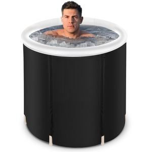 Ice Bath Tub for Cold Water Therapy Recovery Plunge Pool With Lid - Black by Gr8 Home