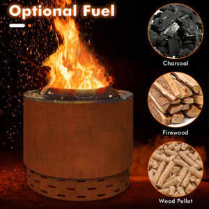 Burning Firepit Smokeless Fire Pit - Brown by Costway