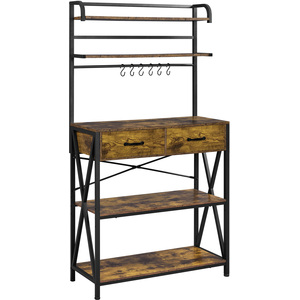 5 Tier Kitchen Bakers Rack with 2 Drawers - Rustic Brown by Yaheetech