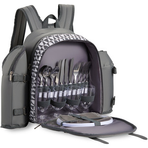 4 Person Picnic Backpack with Dining Set - Grey by VonShef