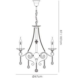 Libra Ceiling Pendant Chandelier 3 Light Antique Brass, Crystal - Antique Brass