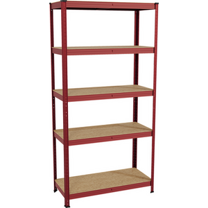 5 Tier Heavy Duty Adjustable Steel Garage Shelving Unit - 875kg Weight Capacity - Red / 40cm by Vida Designs