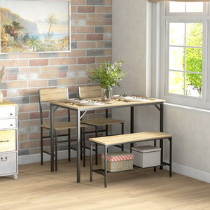 HOMCOM 4 Piece Dining Table and Chairs Set with 2 Chairs Bench by HOMCOM