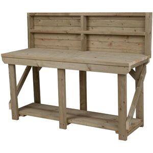 IndoorOutdoor Wooden Workbench With Back Panel by Arbor Garden Solutions