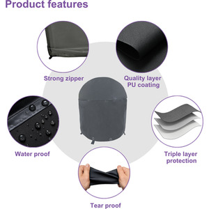 Heavy Duty Waterproof UV Outdoor BBQ Grill Protective Cover - Grey / Kettle by Home Source
