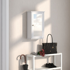 Medicine Cabinet Bathroom Cabinet with Mirror - White by Costway