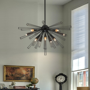 10 Lights Dandelion Pendant Modern Sputnik Chandelier - Black