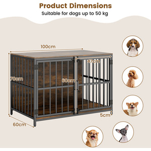 Dog Crate Furniture Dog Kennel - Brown by Costway