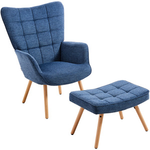 Upholstered Wingback Armchair with Footstool by Livingandhome