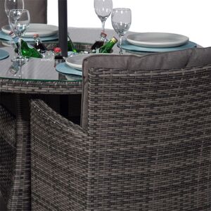 Savannah Round Rattan Patio Dining Set with Ice Bucket Drinks Cooler - Grey / 4 by Giardino