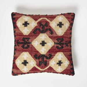 Homescapes Tirana Handwoven Traditional Red Kilim Cushion - Red by Homescapes