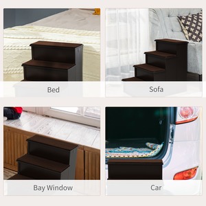PawHut 4 Step Cushioned Pet Stairs - Brown by PawHut