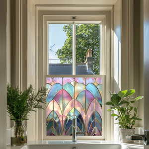 Ales Art Deco Stained Glass Privacy Window Film by Creative Printing Solutions