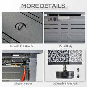 Outsunny Propane Gas Fire Pit Table - Black by Outsunny