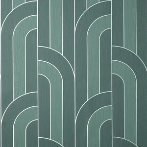 Cascade Arch Wallpaper Metallic Textured Vinyl - Green by Fine Decor
