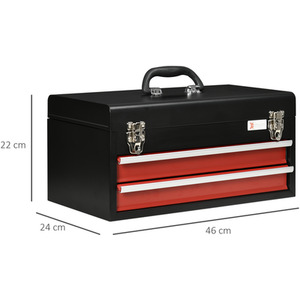 DURHAND Drawer Tool Chest Lockable Tool Box Ball Bearing Runners - Black, Red / 22cm by DURHAND