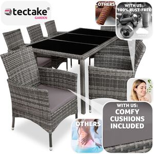 Rattan Garden Furniture Set 81 With Protective Cover - Mottled Grey/Grey by tectake