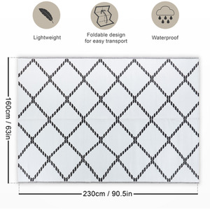 Patterned Outdoor Reversible Garden Rug - Black & White by Relsy