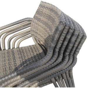 Rattan Patio Dining Stackable with Table Set - Brown / 2 / Small by Furniture One