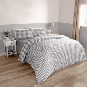 Gingham Duvet Cover Set - Grey / Single by OHS