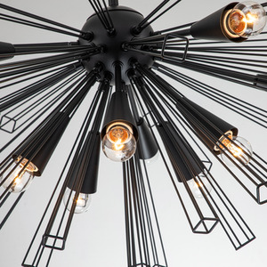 10 Lights Dandelion Pendant Modern Sputnik Chandelier - Black