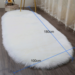 Livingandhome White Oval Shaggy Area Rug - White / 180cm by Livingandhome