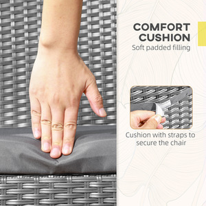 Outsunny Cushioned 2 Pieces Rattan Garden Chairs by Outsunny