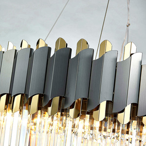 Dark Carbon and Gold Postmodern Pendant Chandelier