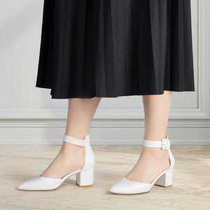 High Heels Block Pumps with Closed Toe by Livingandhome