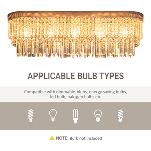 HOMCOM Raindrop Crystal Chandelier with Stainless Steel Base - Silver by HOMCOM