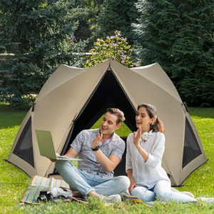 Pop-up Camping Tent for 4-6 People - Green by Costway