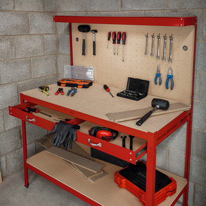 Workbench with Pegboard, Drawer and Light - Red by Monster Racking