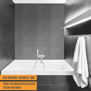 3D Wall Panels (50x50 cm) PVC Cladding Panel in Chevron Line Design by NOVECRAFTO