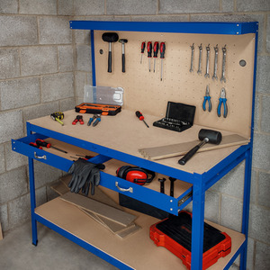 Workbench with Pegboard, Drawer and Light - Blue by Monster Racking