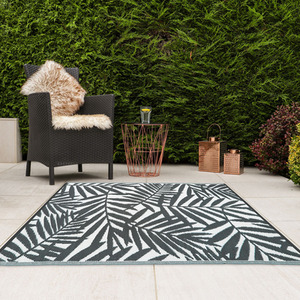 JVL Lightweight Reversible Plastic Woven Outdoor Rug, 120x170cm - Grey by JVL