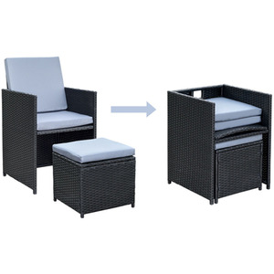 8-Seater Rattan Cube Garden Furniture Dining Set - Brown by Wowch