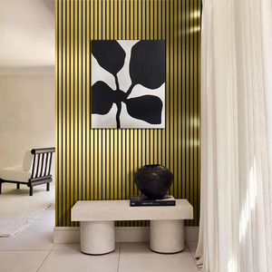 4x Wood Acoustic Slatted Wall Panels - Gold Metallic by Aluxo